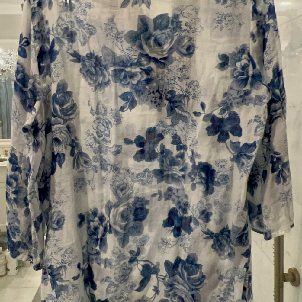 Johnny Was Blue and White Floral and Embroidery Dress - Picture 9 of 12